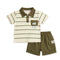 Boys Striped Polo Shirt & Shorts Suit Green