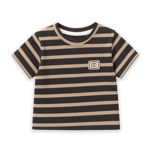 Boys Striped T-Shirt Beige Black