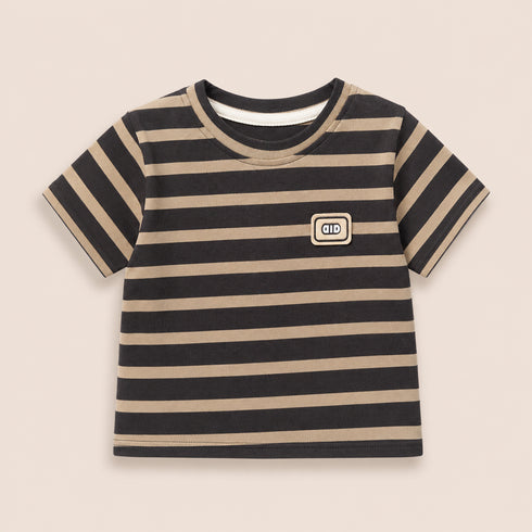 Boys Striped T-Shirt Beige Black