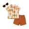 Boys Suit Set Shirts Shorts & Sunglasses Brown Beige