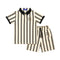 Boys Suit Shorts and Polo Shirt Black and White Striped