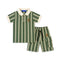 Boys Suit Shorts and Polo Shirt Green Striped