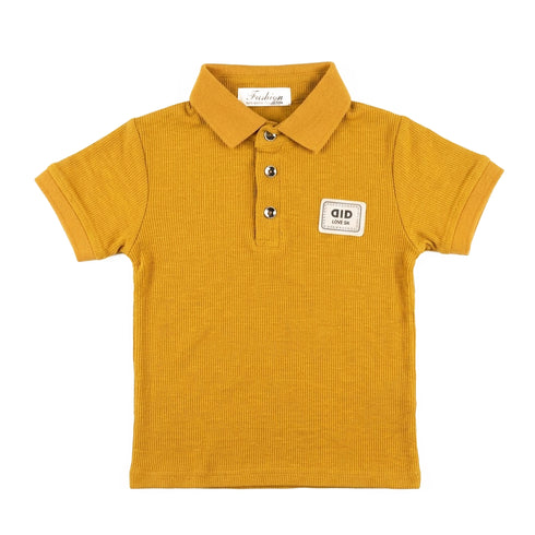 Boys Textured Patch Polo Shirt Mustard