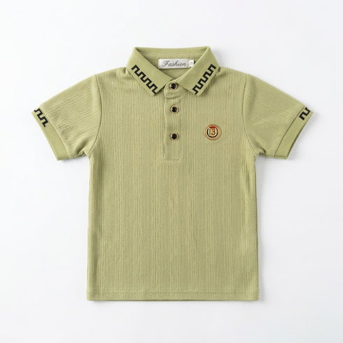 Boys Textured Rib Polo Shirt Sage Green