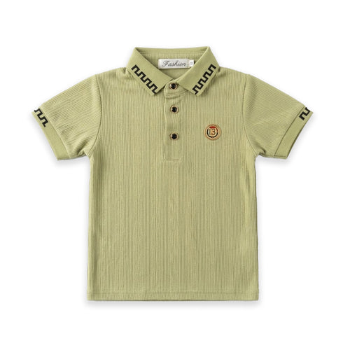 Boys Textured Rib Polo Shirt Sage Green