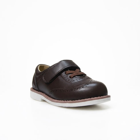 Brown Boys Formal Shoes with Velcro Strap