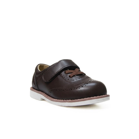 Brown Boys Formal Shoes with Velcro Strap