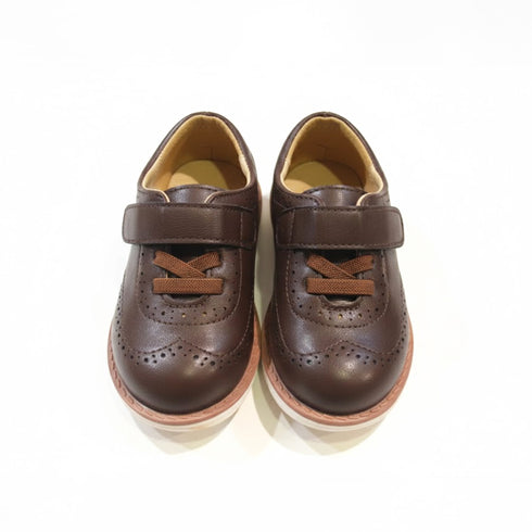 Brown Boys Formal Shoes with Velcro Strap