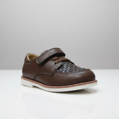 Brown Textured Vamp Dress Shoes with Strap