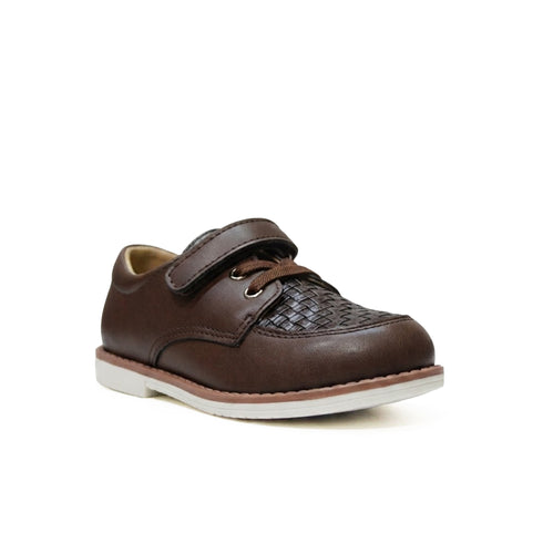 Brown Textured Vamp Dress Shoes with Strap
