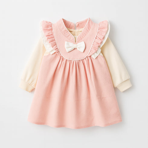 Baby Girls Formal Frock Set With Fleece Sweatshirt For Winter 16709