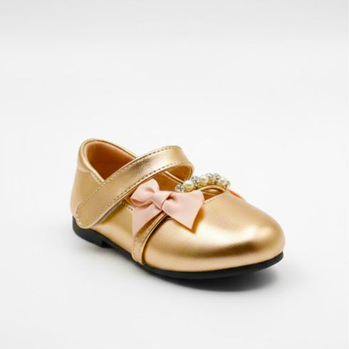 Champagne Gold Embellished Metallic Mary Jane Pump Shoes