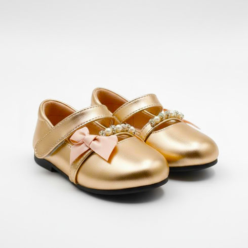 Champagne Gold Embellished Metallic Mary Jane Pump Shoes