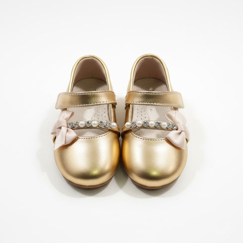 Champagne Gold Embellished Metallic Mary Jane Pump Shoes