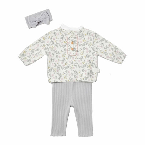 Cotton Baby Girl Dresses Top Trouser Headband Socks Set 0-9M