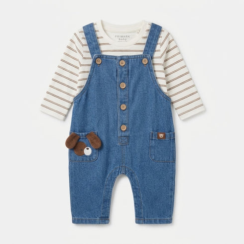 Denim Baby Boys Dangri Suit with Inner Bodysuit 0–12 Months
