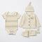 Beige Baby Boys Suits with Shirt Trouser Bodysuit & Cap