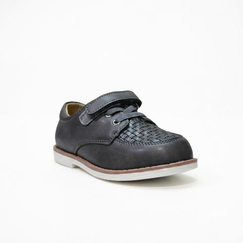 Dark Grey Textured Vamp Dress Shoes with Strap