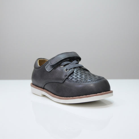 Dark Grey Textured Vamp Dress Shoes with Strap