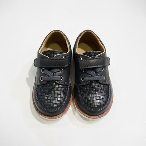 Dark Grey Textured Vamp Dress Shoes with Strap