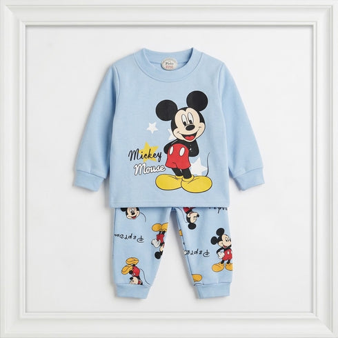 Fleece Blue Mickey Sweatshirt and Trouser Set for Toddler Boys 2–7 Years