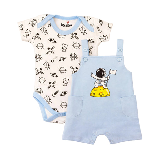 Dungaree Suit with Bodysuit Blue & White Astronaut
