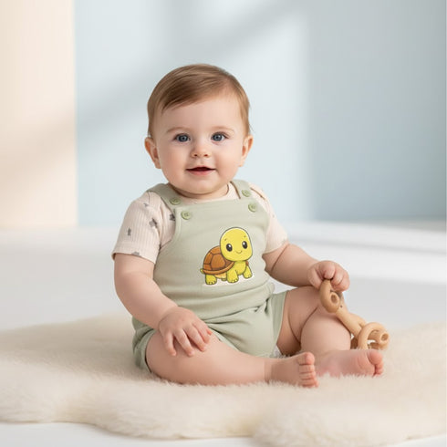 Dungaree Suit with Bodysuit Green Baby Turtle