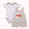 Dungaree Suit with Bodysuit Grey & White Plane