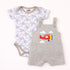 Dungaree Suit with Bodysuit Grey & White Plane