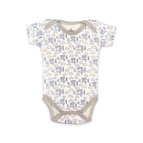 Dungaree Suit with Bodysuit Grey & White Plane