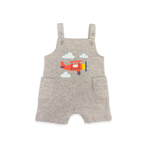Dungaree Suit with Bodysuit Grey & White Plane