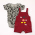 Dungaree Suit with Bodysuit Maroon & Grey Mickey