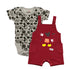 Dungaree Suit with Bodysuit Maroon & Grey Mickey