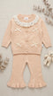 Woolen Peach Baby Girl Dresses Sweater and Trouser Set 0M–2Y