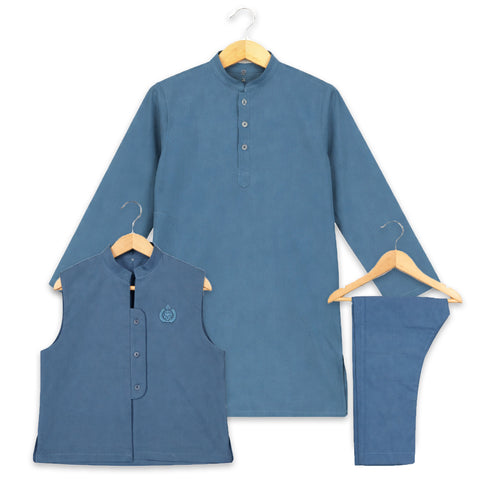 Eastern Wear Boys Shalwar Kameez with Waistcoat Dusty Blue