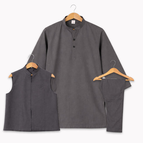 Eastern Wear Boys Shalwar Kameez with Waistcoat Grey