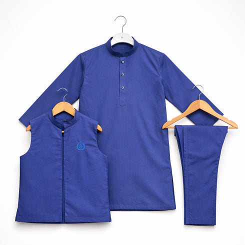 Eastern Wear Boys Shalwar Kameez with Waistcoat Royal Blue