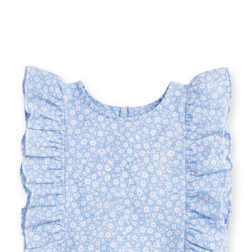 Eastern Wear Co Ord Set Top and Trouser Blue Floral