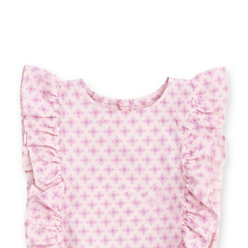 Eastern Wear Co Ord Set Top and Trouser White and Purple Printed