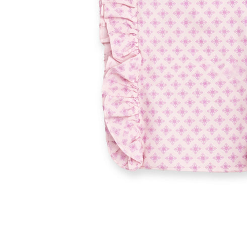 Eastern Wear Co Ord Set Top and Trouser White and Purple Printed