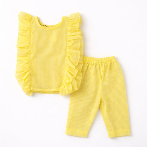Eastern Wear Co Ord Set Top and Trouser Yellow Striped