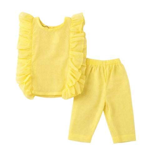 Eastern Wear Co Ord Set Top and Trouser Yellow Striped