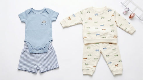 Cars Baby Boys Suit Beige Blue Sweatshirt Set 0–9M