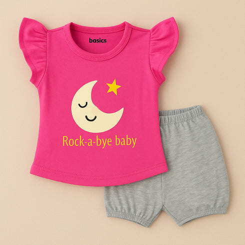 Baby Girls Suit Cotton Rich T-Shirt With Shorts Set 16472