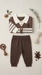 Woolen Brown and White Sweater and Trouser Set for Baby Boys 6–24 Months