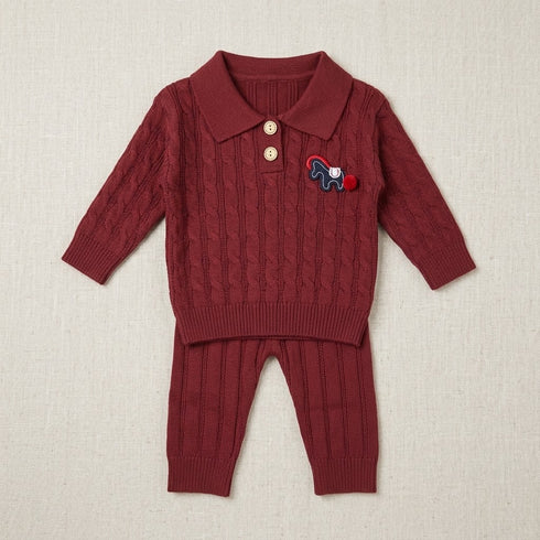 Woolen Dark Brown Sweater and Trouser Set for Baby Boys 0–24 Months