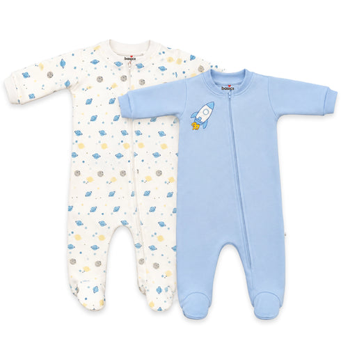 Basics Baby Boy Fleece Romper Set Space Print 0–24 Months