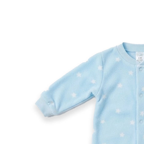 Blue Fleece Star Print Baby Romper 0-9M