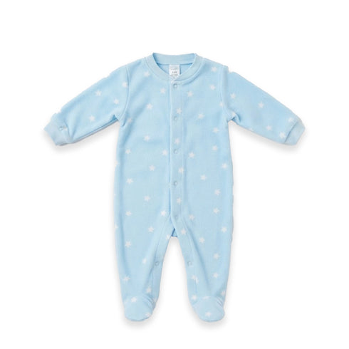 Blue Fleece Star Print Baby Romper 0-9M