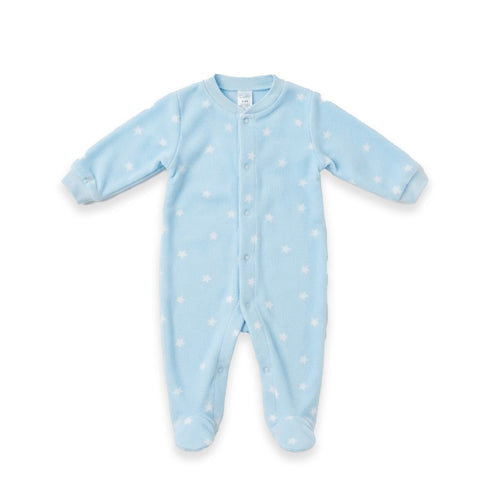 Blue Fleece Star Print Baby Romper 0-9M